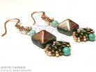 Fanfare Earrings-Turquoise, Iris Antique Gold, and Copper