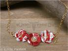 Ammo Necklace-Red and White Tri Flower-Gold Chain