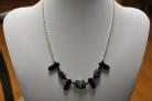 Green Moss Jasper and Obsidian Necklace