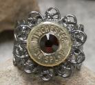Ammo Ring-+P Dark Siam Crystal with Gun Metal Filigree