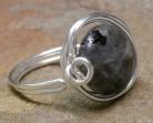 Silver Plated Folded Swirl Ring with Labradorite