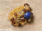 Woven Bead Ring-Lapis with Golden and Brown Seed Beads