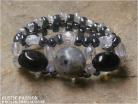 Woven Bead Ring-Labradorite & Black Onyx with Gunmental Seed Beads